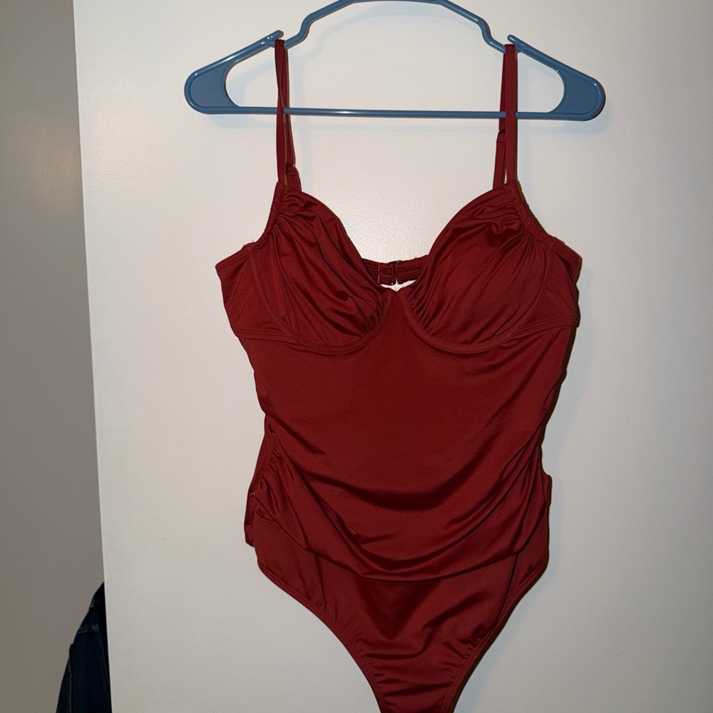 Shade & Shore Deep Red One Piece Swimsuit